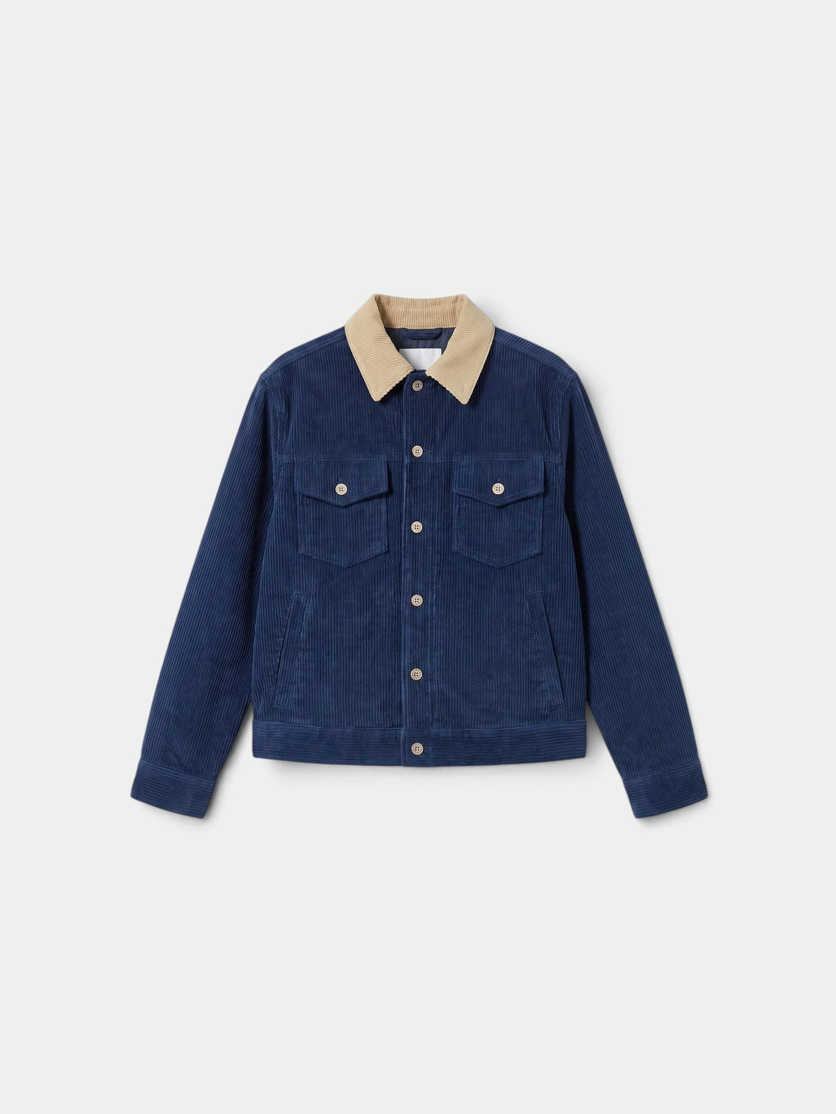 Contrast-Collar Corduroy Jacket