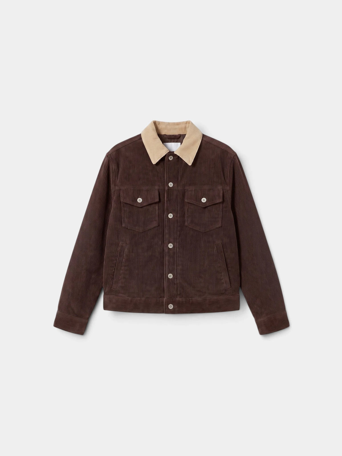 Contrast-Collar Corduroy Jacket