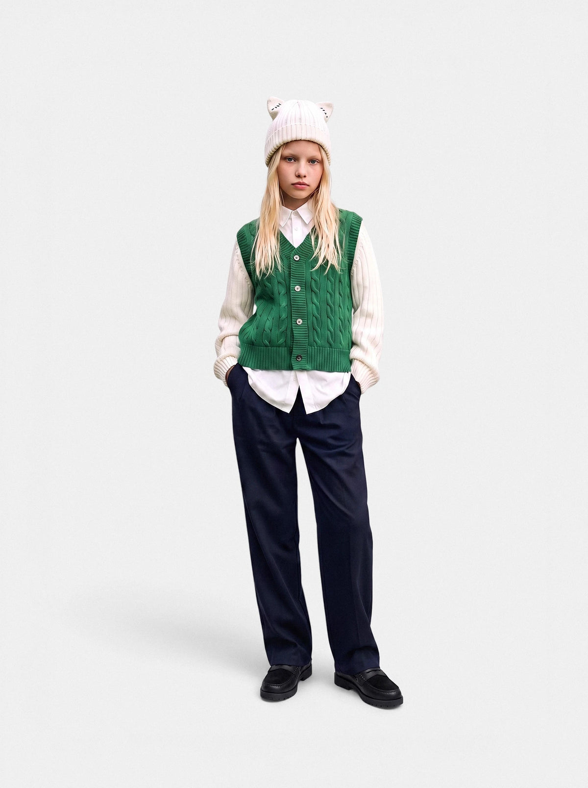 Cable-Knit Cardigan Vest