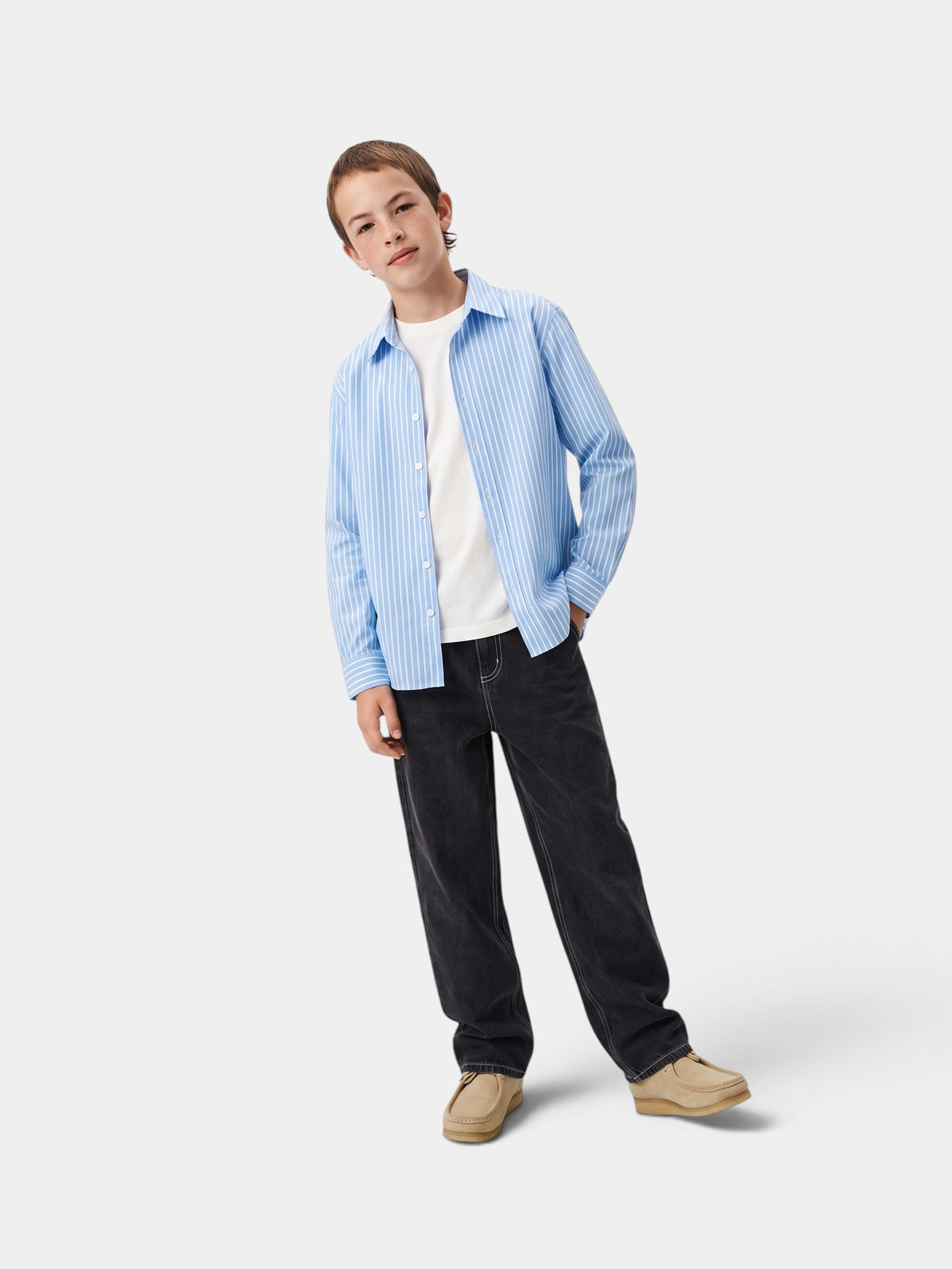 Striped Oxford Shirt — on model